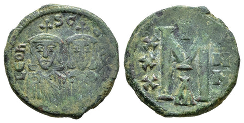 Ancient Byzantine coin of Leo V the Armenian 813-820 AD with Constantine minted in Constantinople