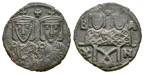 Ancient Byzantine coin of Leo IV 'The Khazar' with Constantine VI, Leo III, and Constantine V (775-780 AD)