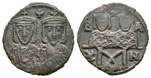 Ancient Byzantine coin of Leo IV 'The Khazar' with Constantine VI, Leo III, and Constantine V (775-780 AD)
