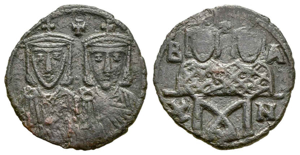 Ancient Byzantine coin of Leo IV 'The Khazar' with Constantine VI, Leo III, and Constantine V (775-780 AD)