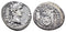 Ancient Roman silver denarius of the Emperor Augustus 27 BC-14 AD minted in Lyon