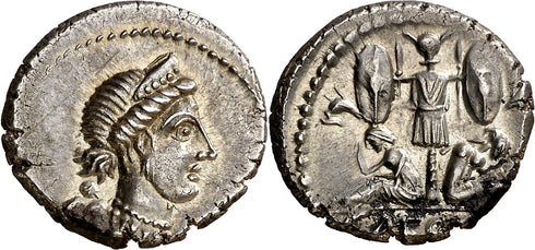 Superb Ancient Roman Imperatorial coin of Julius Caesar AR silver denarius