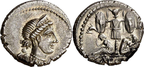 Superb Ancient Roman Imperatorial coin of Julius Caesar AR silver denarius