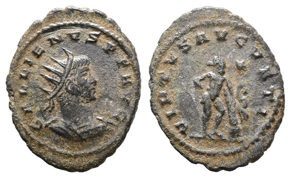 Ancient Roman coin of the Emperor Gallienus as Augustus with Hercules