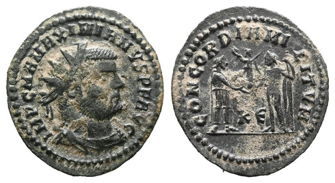 Ancient Roman coin of Emperor Maximianus as Augustus 286-305 AD struck in Cyzicus