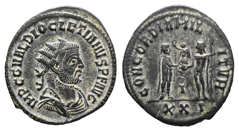 VF++ Ancient Roman coin of the Emperor Diocletian minted in Cyzicus - CONCORDIA MILITVM