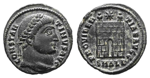 Ancient Roman coin of Constantine I The Great minted in Alexandria - Campgate with 6 levels