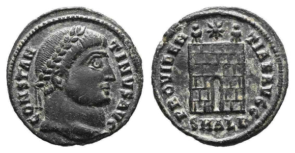 Ancient Roman coin of Constantine I The Great minted in Alexandria - Campgate with 6 levels
