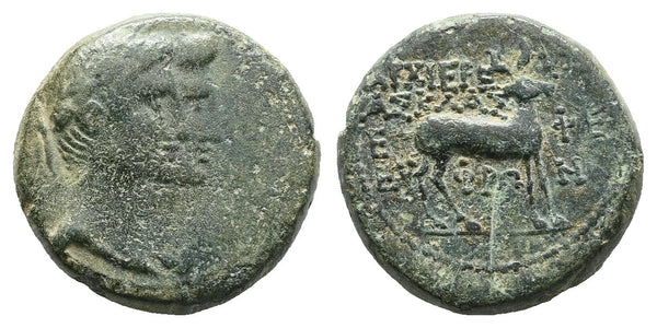 Ancient Roman coin of the Emperor Augustus 27 BC to 14 AD with Livia minted in Ephesos, Ionia