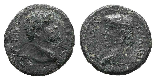 Ancient Roman Provincial coin of Germanicus and Drusus minted in Prymnessus, Phrygia by Emperor Tiberius