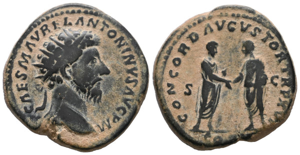 Large Ancient Roman coin of the Emperor Marcus Aurelius minted in Rome