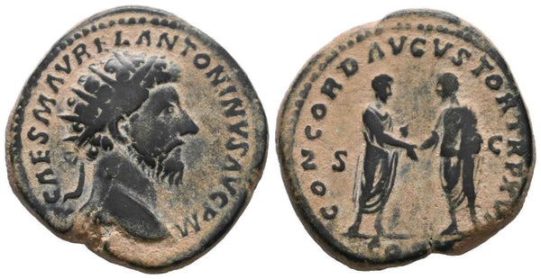 Large Ancient Roman coin of the Emperor Marcus Aurelius minted in Rome