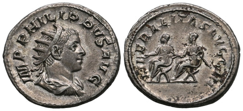 EF/aEF Ancient Roman silver coin of Philip II as Caesar minted in Rome