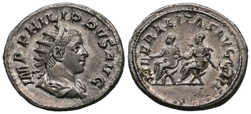EF/aEF Ancient Roman silver coin of Philip II as Caesar minted in Rome