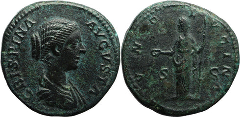 VF+++ Ancient Roman coin of Crispina as Augusta - IVNO LVCINA (wife of Commodus)