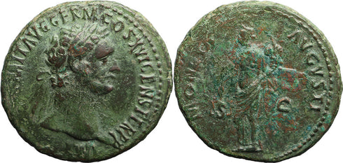 Ancient Roman coin of the Emperor Domitian minted in Rome - MONETA AVGVSTI