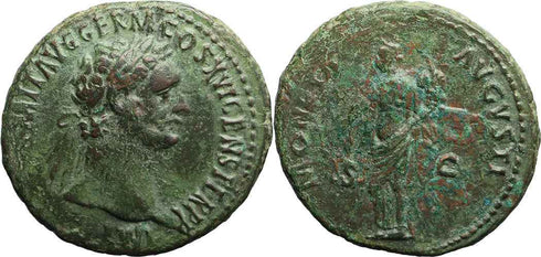 Ancient Roman coin of the Emperor Domitian minted in Rome - MONETA AVGVSTI