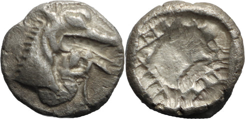Ancient Greek silver coin from Caria, Halikarnassos Circa 500-495 BC