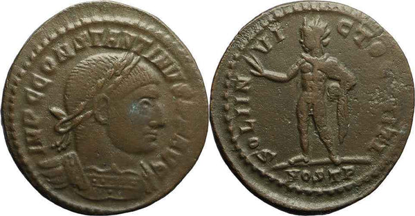 Ancient Roman coin of Constantine I The Great minted in Ostia, Italy
