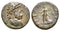 Ancient Greek coin with Poseidon and Nike minted in Attaleia, Pamphylia during the reign of Marcus Aurelius