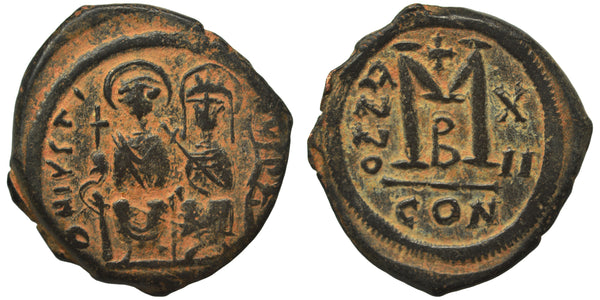 Ancient Byzantine coin of Justin II and Sophia AE follis - Minted in Constantinople