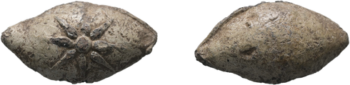 Ancient Greek Lead Sling Bullet inscribed with a STAR circa 4th to 1st centuries BC