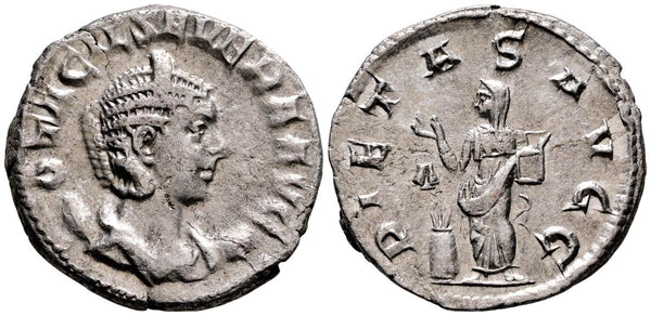 Ancient Roman silver coin of Otacilia Severa as Augusta minted in Rome in 248 AD