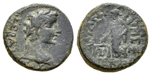 Ancient Roman Provincial coin of the Emperor Tiberius minted in Prymnessus, Phyrgia