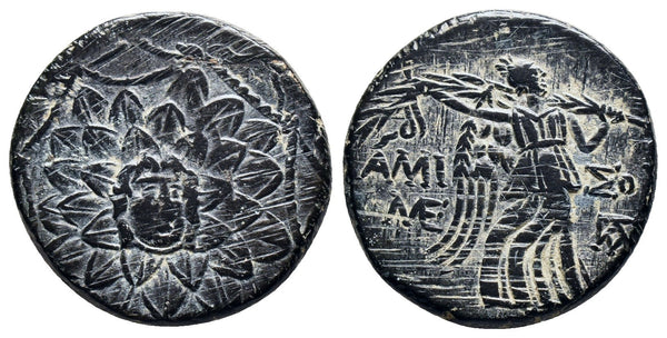 Ancient Greek coin from Pontos, Amisos circa 85-65 BC - Nike holding palm