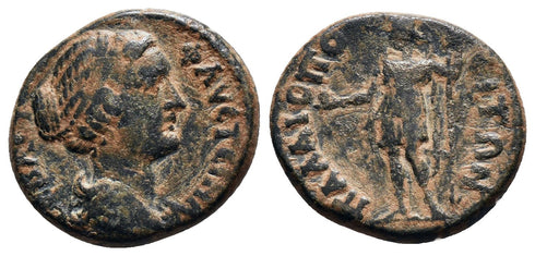 Ancient Roman Provincial coin of Faustina II minted in Palaeopolis, Pisidia