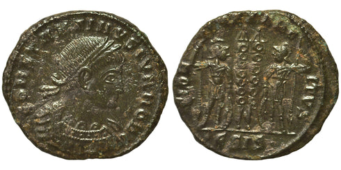 Ancient Roman coin of Constantine II minted in Siscia - GLORIA EXERCITVS