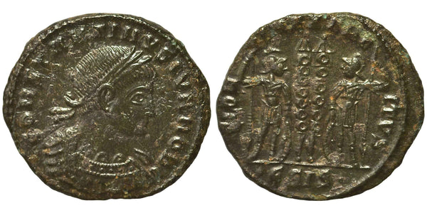 Ancient Roman coin of Constantine II minted in Siscia - GLORIA EXERCITVS
