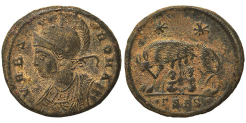 Ancient Roman coin - Commemorative Coin minted in Siscia - Wolf and Twins