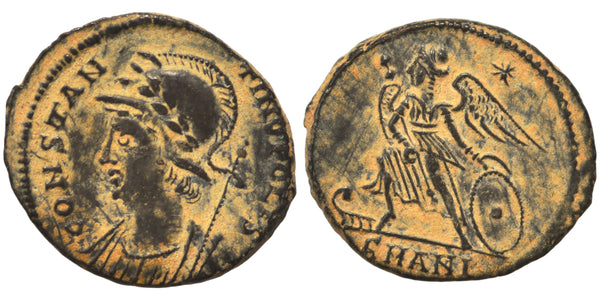 VF+++ Ancient Roman coin City Commemorative coin with Constantinopolis and Victory minted 337-347 AD - Antioch Mint