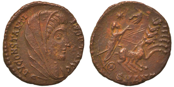 VF+++ Ancient Roman coin of Constantine I the Great reaching for the Hand of God