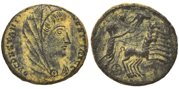 Ancient Roman coin of Constantine I the Great reaching for the Hand of God