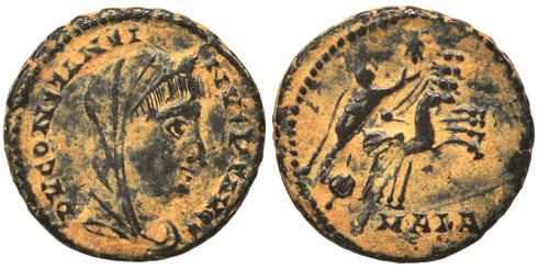 VF++ Ancient Roman coin of Constantine I the Great reaching for the Hand of God