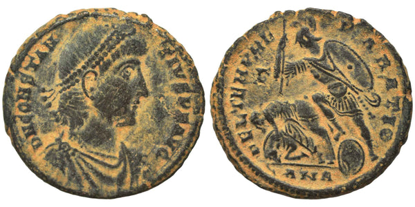 23mm Ancient Roman coin of the Emperor Constantius II - Soldier spearing fallen horseman