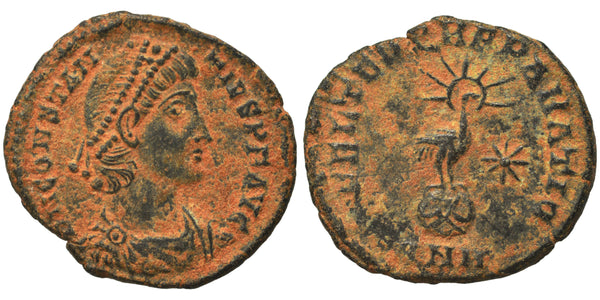 Ancient Roman coin of the Emperor Constantius II - FEL TEMP REPARATIO - Phoenix standing on globe