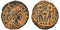 Ancient Roman coin of the Emperors Honorius and Theodosius II minted in Alexandria, Egypt