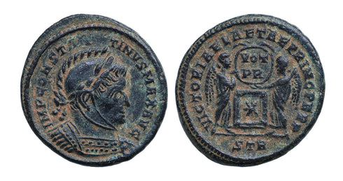 VF+++ Ancient Roman coin of Constantine I the Great minted in Trier - VICTORIAE LAETAE PRINC PERP