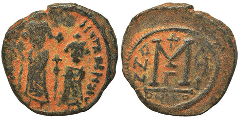 Ancient Sasanian coin immitating a Byzantine coin of Emperor Hercalius circa 610-628 AD