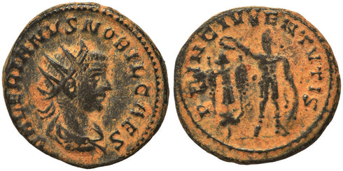 Ancient Roman coin of Valerian II as Caesar minted in Antioch