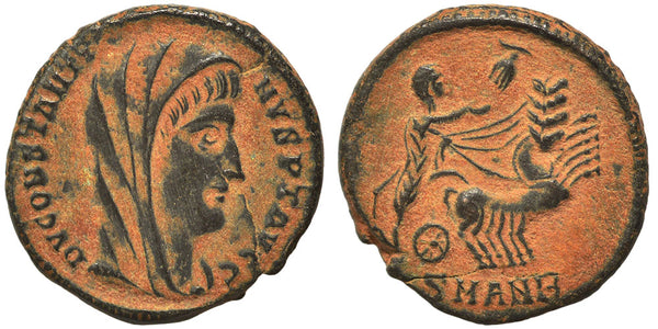 VF++ Ancient Roman coin of Constantine I the Great reaching for the Hand of God