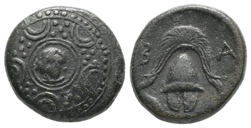 Ancient Greek coin of Alexander III The Great - Herakles on Macedonian shield