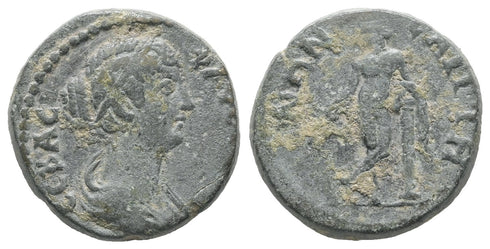 Ancient Roman Provincial coin of Faustina II minted in Saitta, Lydia