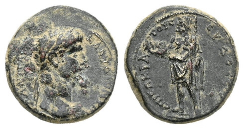 Ancient Roman coin of the Emperor Caligula 37-41 AD minted in Aezanis, Phrygia