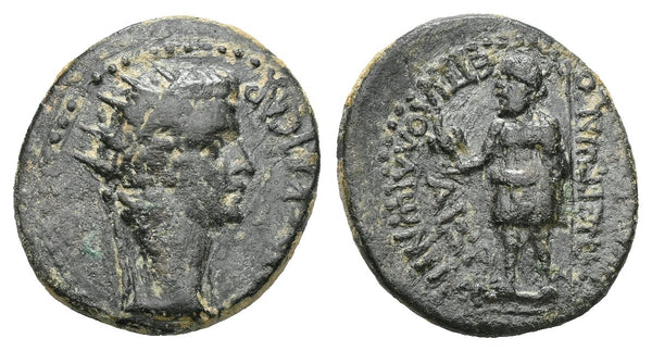 Ancient Roman coin of the Emperor Caligula 37-41 AD minted in Aezanis, Phrygia