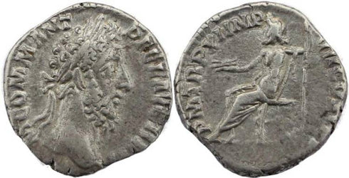 Commodus AR denarius - P M TR P XI IMP VII COS V P P