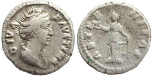 Faustina I AR silver denarius - Phoenix